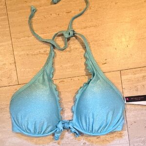 New Victoria's Secret Sparkly Sea Foam Green Tie Bikini Top